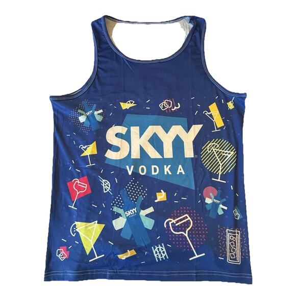 SKYY Vodka Men’s Large PRIDE Tank Top - Blue Cocktails Design Polyester New - Picture 14 of 14